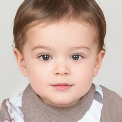 Neutral white child female with short  brown hair and brown eyes