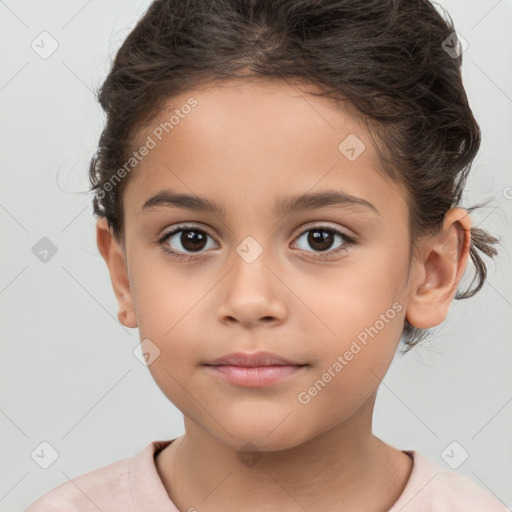 Neutral white child female with medium  brown hair and brown eyes