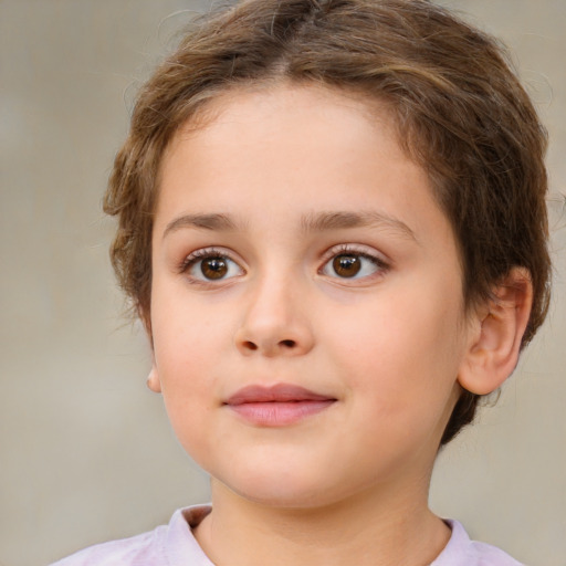 Neutral white child female with medium  brown hair and brown eyes