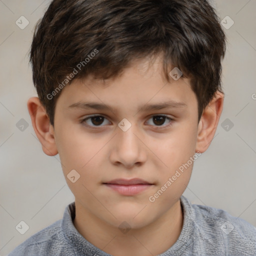 Neutral white child male with short  brown hair and brown eyes