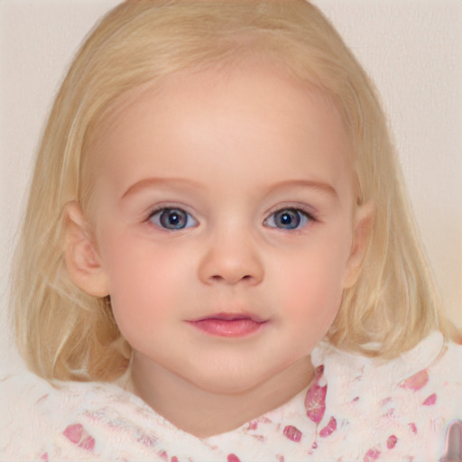 Neutral white child female with medium  brown hair and blue eyes