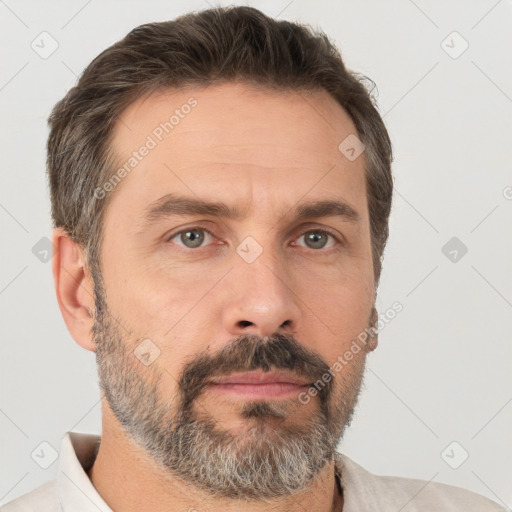 Neutral white adult male with short  brown hair and brown eyes