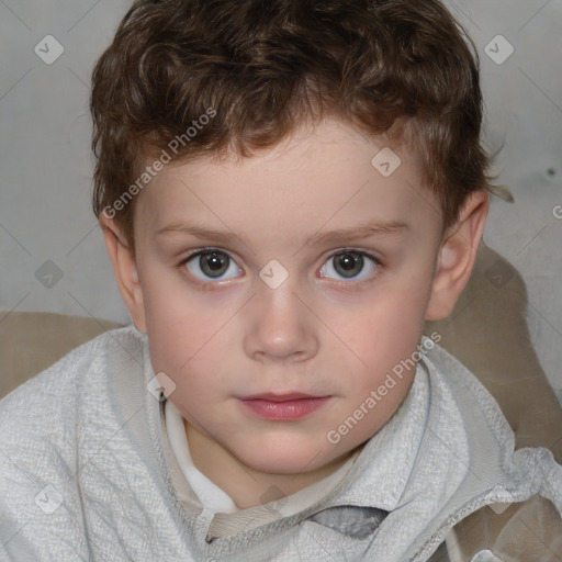 Neutral white child male with short  brown hair and brown eyes