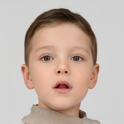 Neutral white child male with short  brown hair and brown eyes