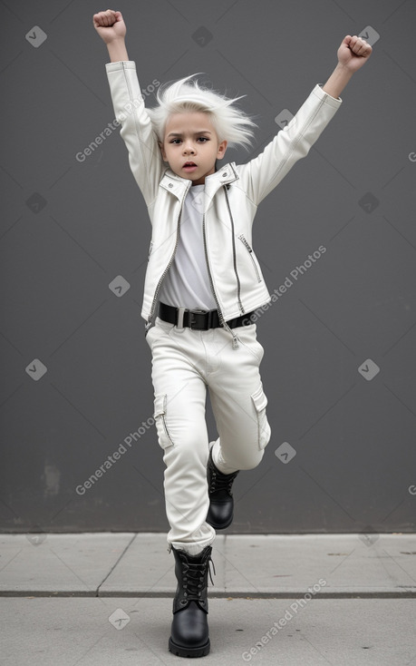 Hispanic child boy with  white hair