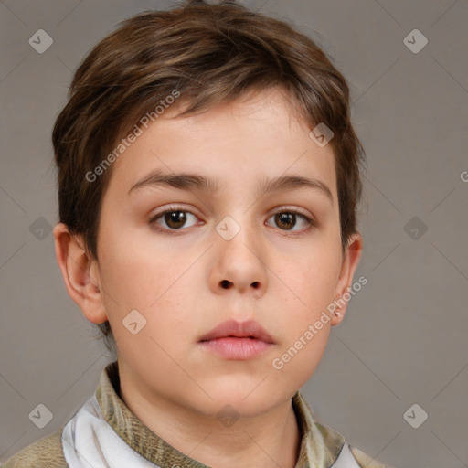 Neutral white child female with short  brown hair and brown eyes