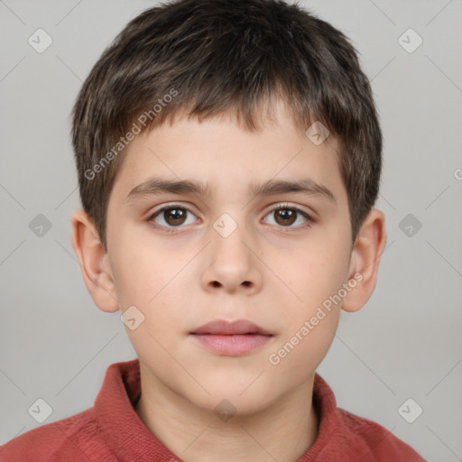 Neutral white child male with short  brown hair and brown eyes