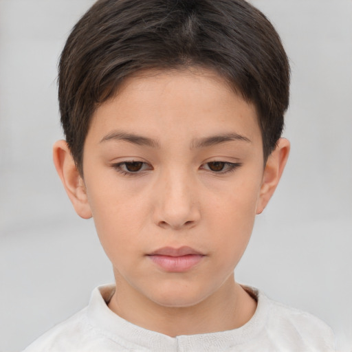 Neutral white young-adult female with short  brown hair and brown eyes