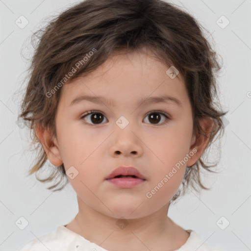 Neutral white child female with medium  brown hair and brown eyes