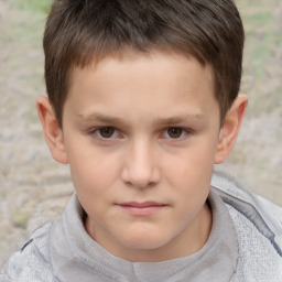 Neutral white child male with short  brown hair and brown eyes