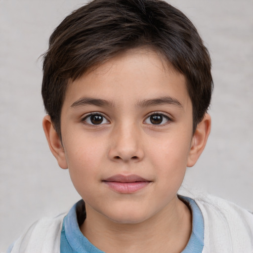 Neutral white child male with short  brown hair and brown eyes