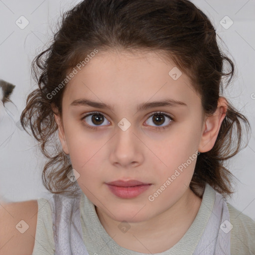 Neutral white child female with medium  brown hair and brown eyes