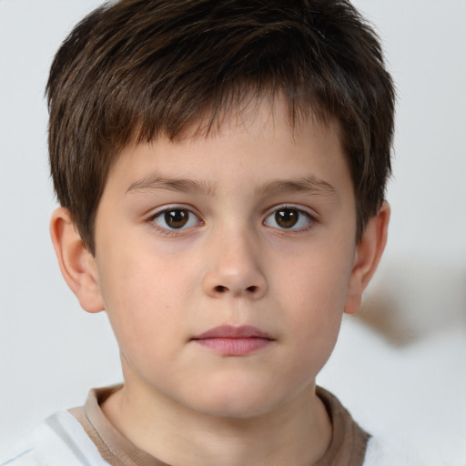 Neutral white child male with short  brown hair and brown eyes