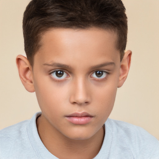 Neutral white child male with short  brown hair and brown eyes