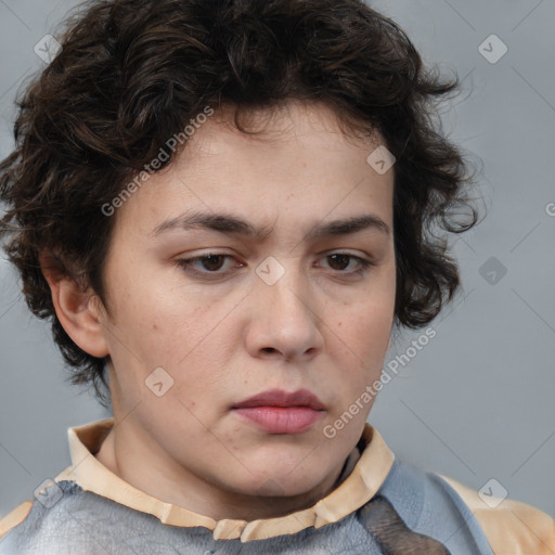 Neutral white young-adult male with medium  brown hair and brown eyes