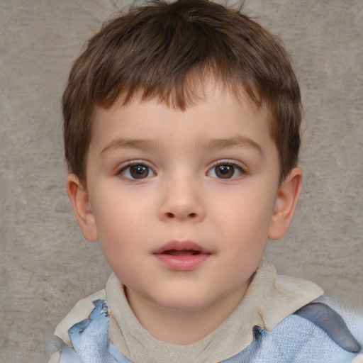 Neutral white child male with short  brown hair and brown eyes