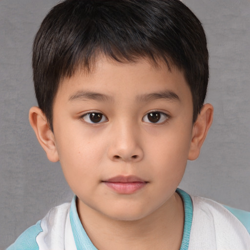 Neutral white child male with short  brown hair and brown eyes