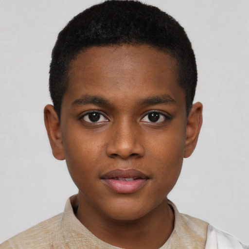 Neutral black child male with short  brown hair and brown eyes