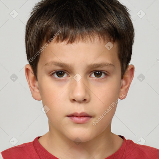 Neutral white child male with short  brown hair and brown eyes