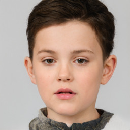 Neutral white child male with short  brown hair and brown eyes