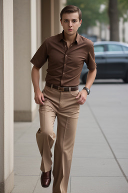 Romanian adult boy with  brown hair