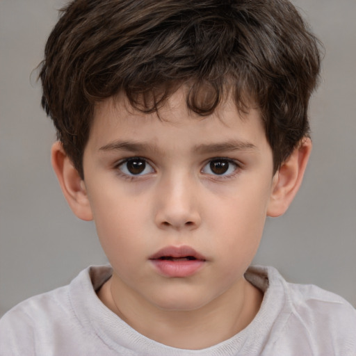 Neutral white child male with short  brown hair and brown eyes