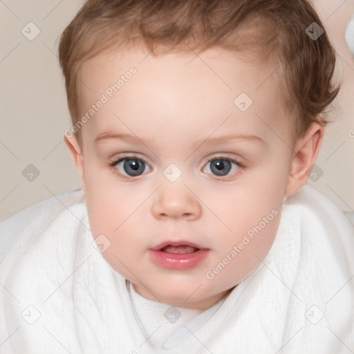 Neutral white child female with short  brown hair and brown eyes