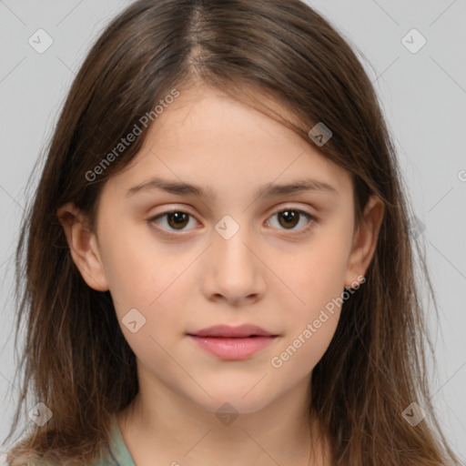 Neutral white child female with medium  brown hair and brown eyes