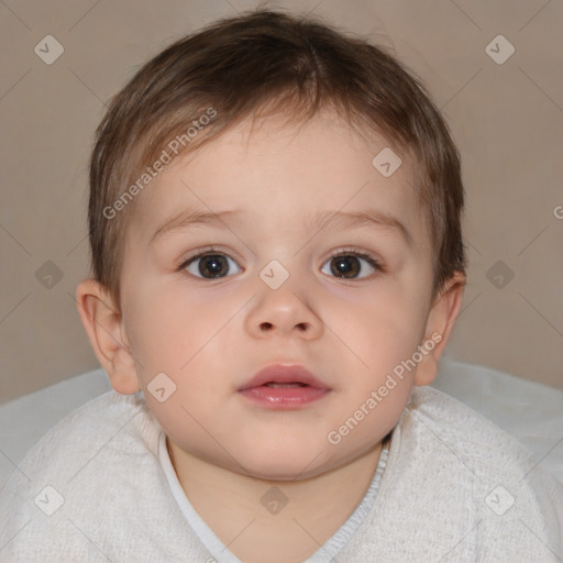 Neutral white child male with short  brown hair and brown eyes