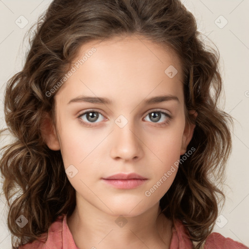 Neutral white child female with medium  brown hair and brown eyes