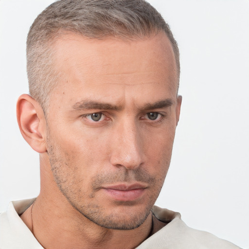 Neutral white adult male with short  brown hair and brown eyes