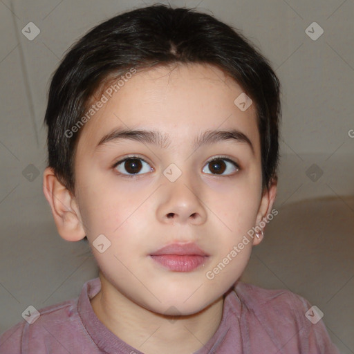 Neutral white child female with medium  brown hair and brown eyes