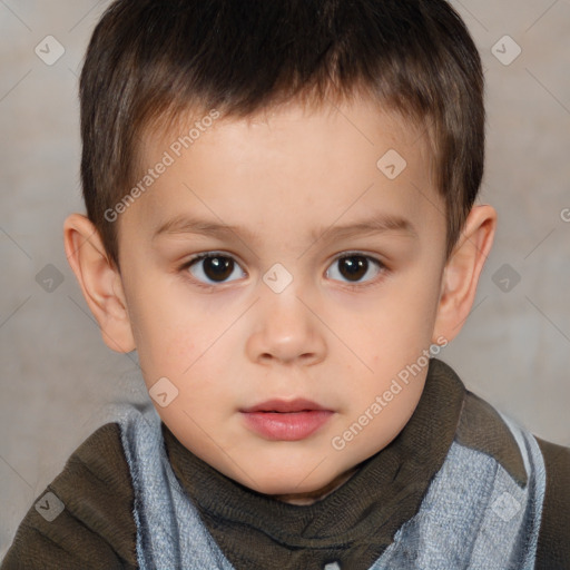 Neutral white child male with short  brown hair and brown eyes