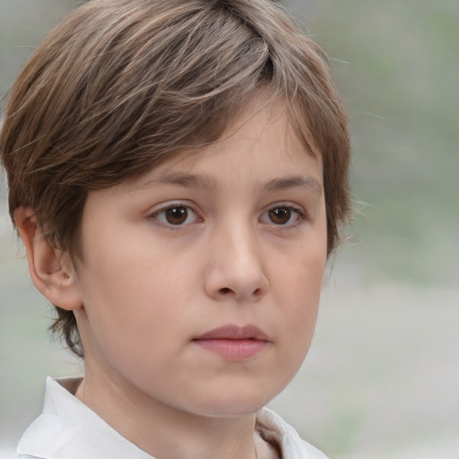 Neutral white child female with short  brown hair and brown eyes