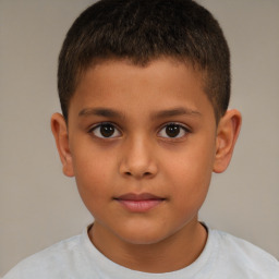 Neutral white child male with short  brown hair and brown eyes