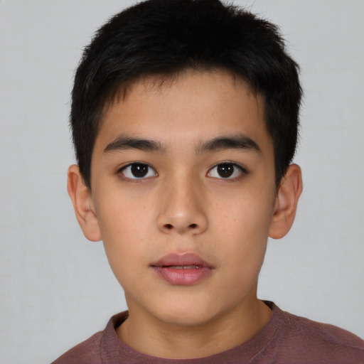 Neutral asian young-adult male with short  brown hair and brown eyes