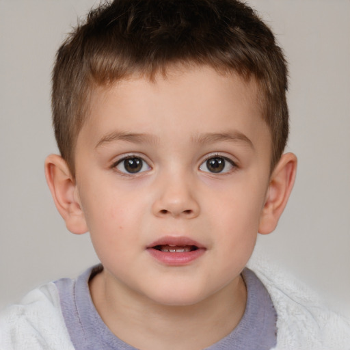 Neutral white child male with short  brown hair and brown eyes