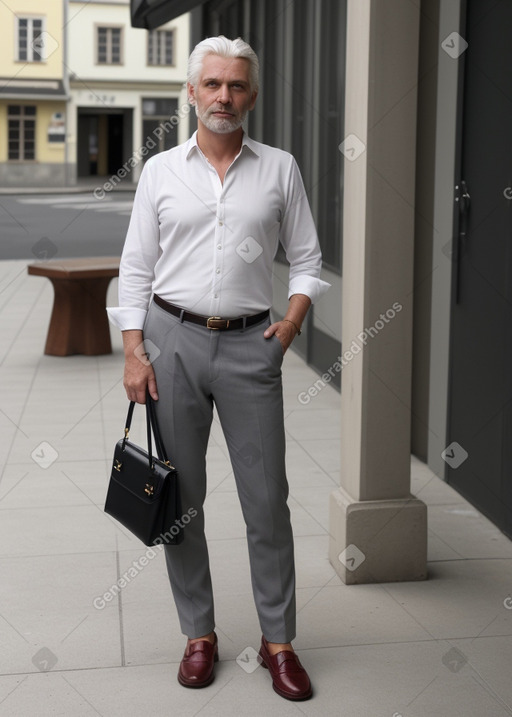 Austrian middle-aged male with  white hair