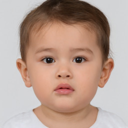 Neutral white child female with short  brown hair and brown eyes