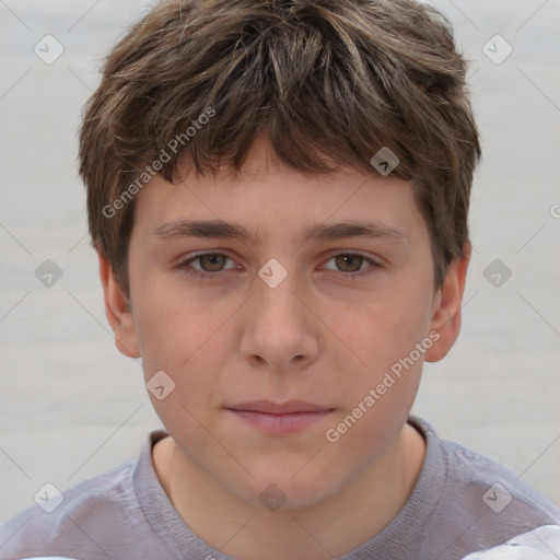 Neutral white child male with short  brown hair and brown eyes