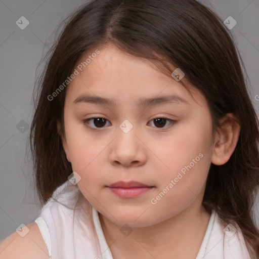 Neutral white child female with medium  brown hair and brown eyes