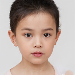 Neutral white child female with short  brown hair and brown eyes