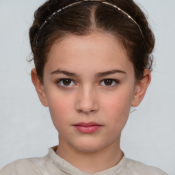 Neutral white child female with short  brown hair and brown eyes