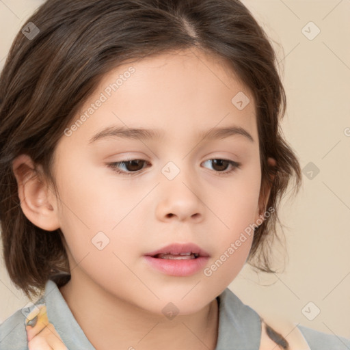 Neutral white child female with medium  brown hair and brown eyes