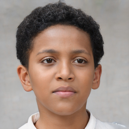 Neutral black child female with short  brown hair and brown eyes