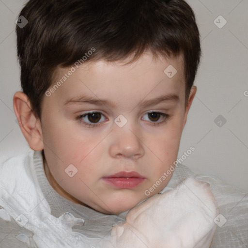 Neutral white child male with short  brown hair and brown eyes