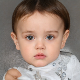 Neutral white child female with short  brown hair and brown eyes