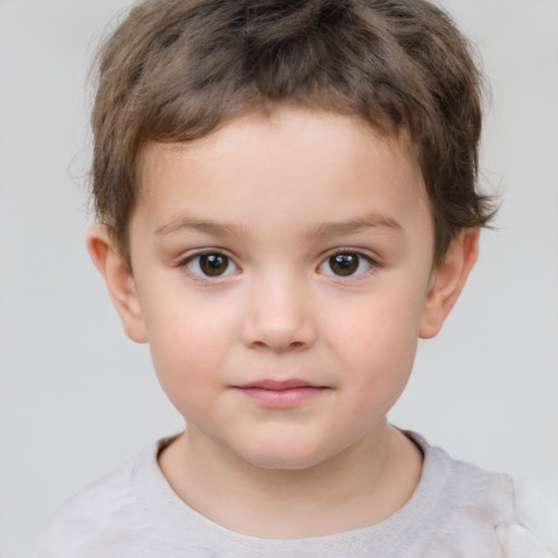 Neutral white child male with short  brown hair and brown eyes