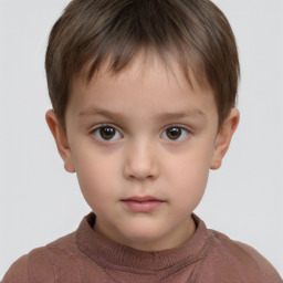 Neutral white child male with short  brown hair and brown eyes