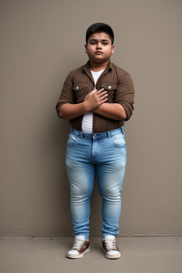 Nepalese teenager boy with  brown hair